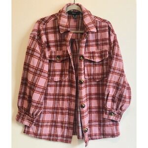 Forever 21 Plaid Jacket Women's S‎ Pink Button Down Outdoor Barn Chore